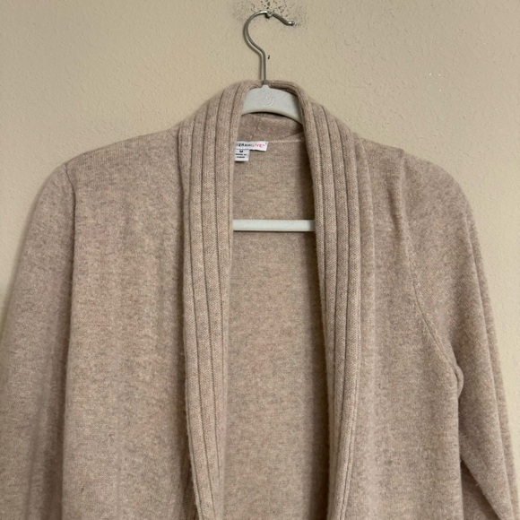Isaac Mizrahi Live! Open Front Cardigan Sweater MediumTan100% Cashmere - Picture 4 of 12